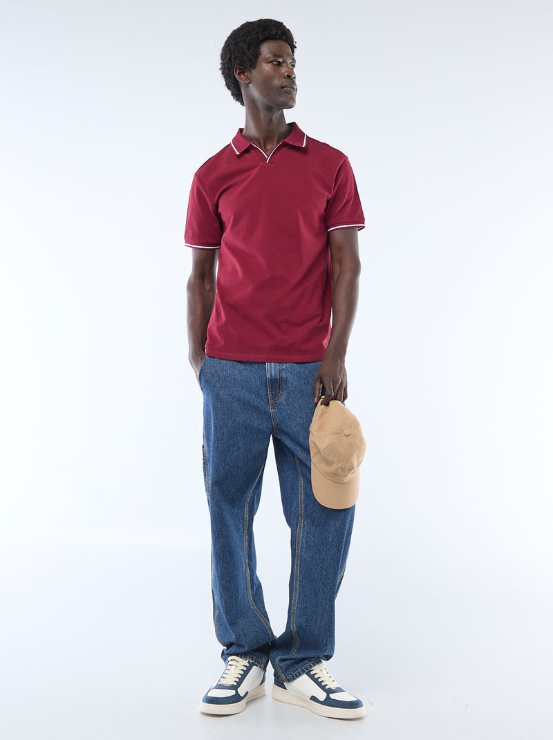 Polo in piqué di cotone a maniche corte Rosso - Kiabi