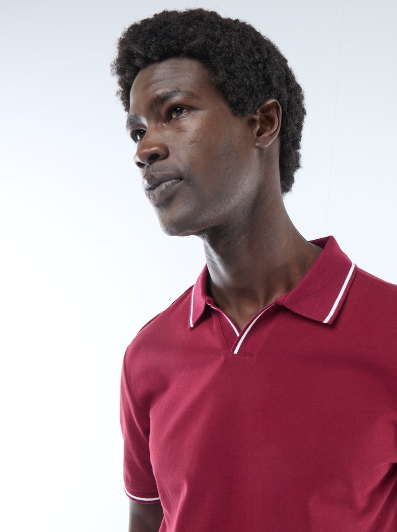 Polo in piqué di cotone a maniche corte Rosso - Kiabi