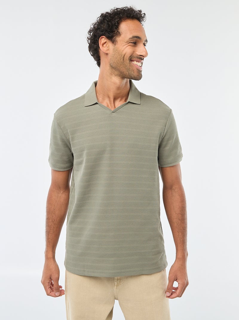 Polo in piqué di cotone a maniche corte Verde - Kiabi
