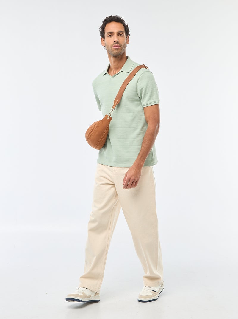 Polo in piqué di cotone a maniche corte Verde - Kiabi
