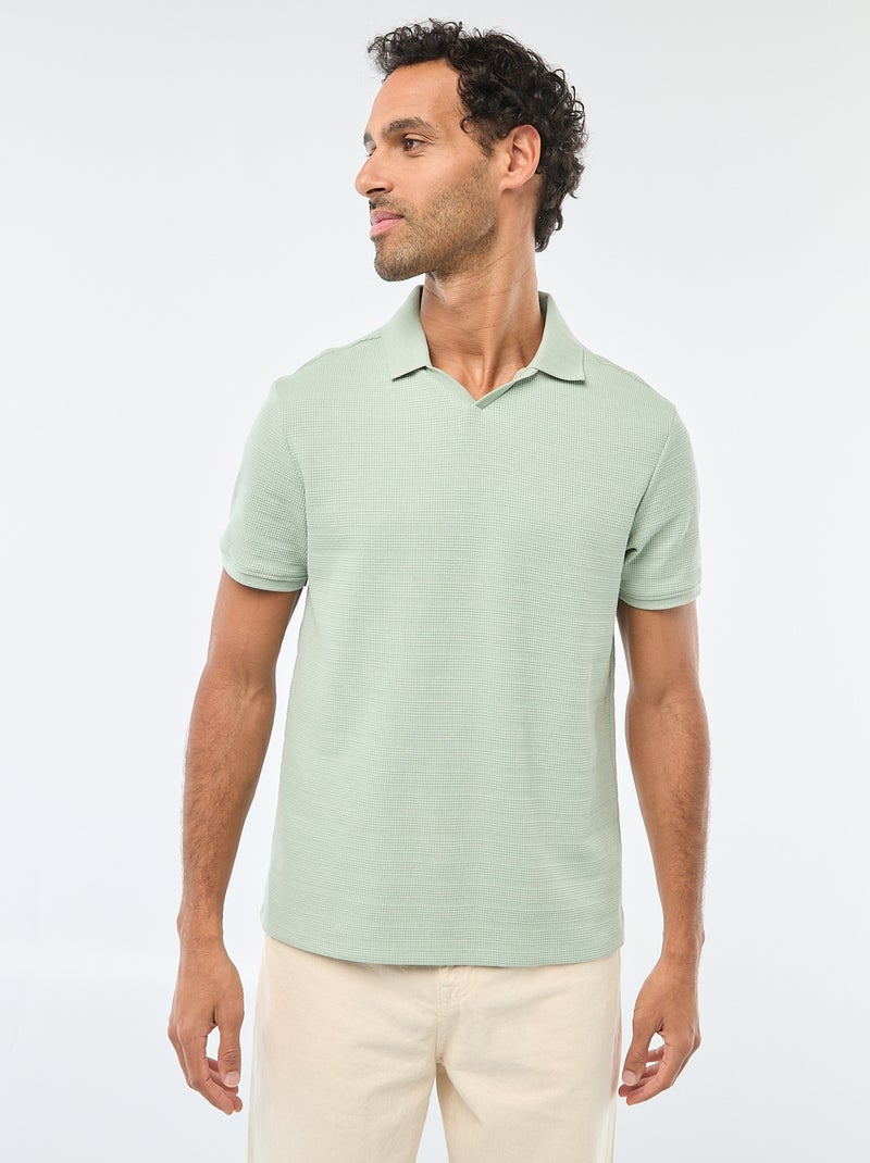 Polo in piqué di cotone a maniche corte Verde - Kiabi