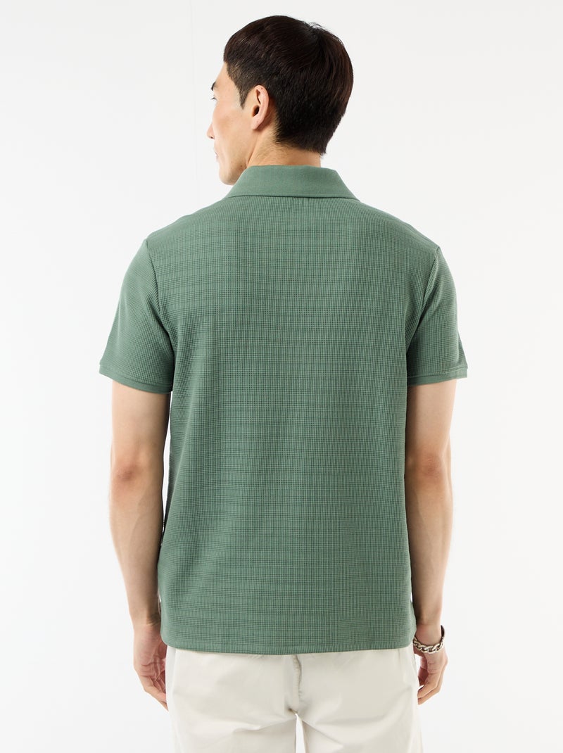 Polo in piqué di cotone a maniche corte Verde - Kiabi