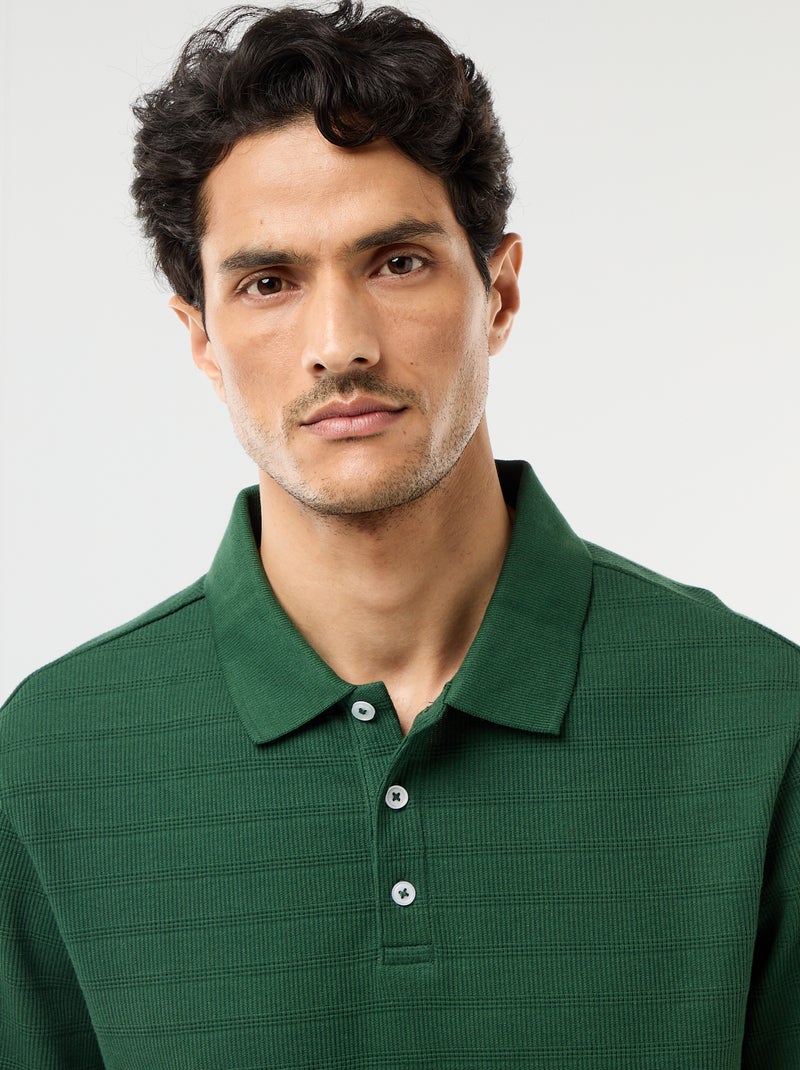 Polo in piqué di cotone a maniche corte Verde - Kiabi