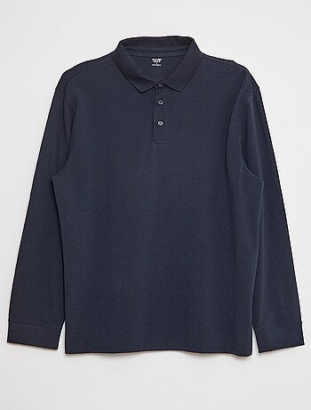 Polo in piqué di cotone a maniche lunghe