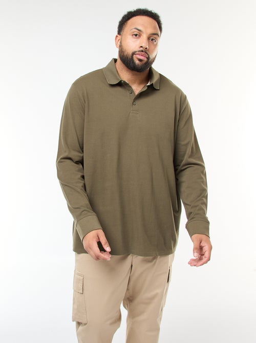 Polo in piqué di cotone a maniche lunghe - Kiabi