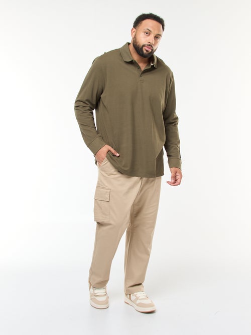 Polo in piqué di cotone a maniche lunghe - Kiabi