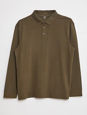 Polo in piqué di cotone a maniche lunghe