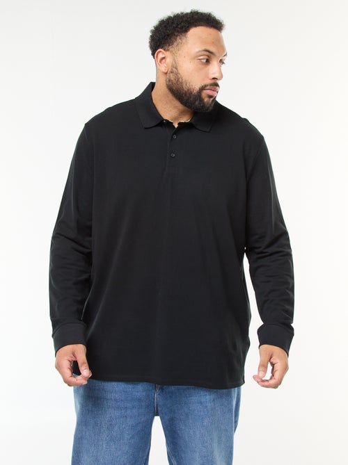 Polo in piqué di cotone a maniche lunghe - Kiabi