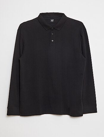 Polo in piqué di cotone a maniche lunghe