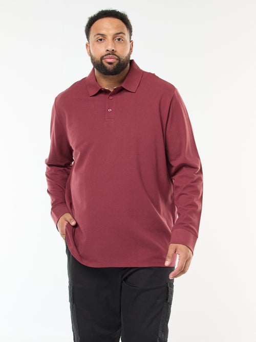 Polo in piqué di cotone a maniche lunghe - Kiabi