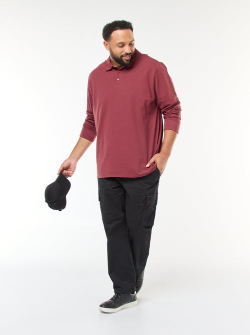 Polo in piqué di cotone a maniche lunghe - Kiabi