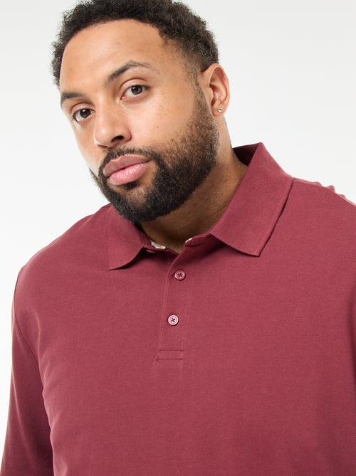 Polo in piqué di cotone a maniche lunghe - Kiabi