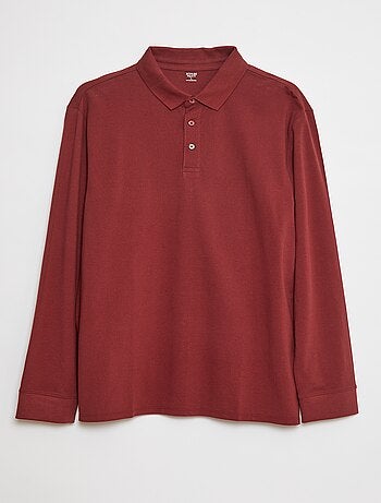 Polo in piqué di cotone a maniche lunghe