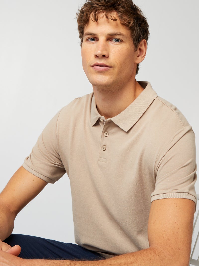 Polo in piqué di cotone beige - Kiabi