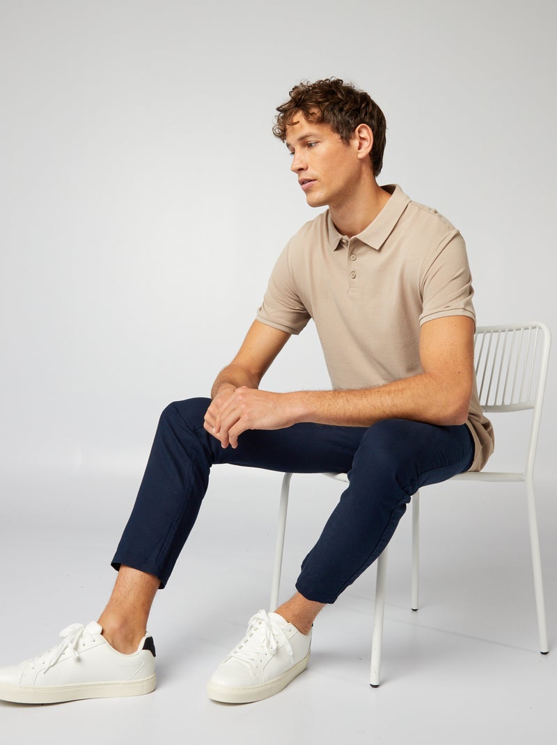 Polo in piqué di cotone beige - Kiabi