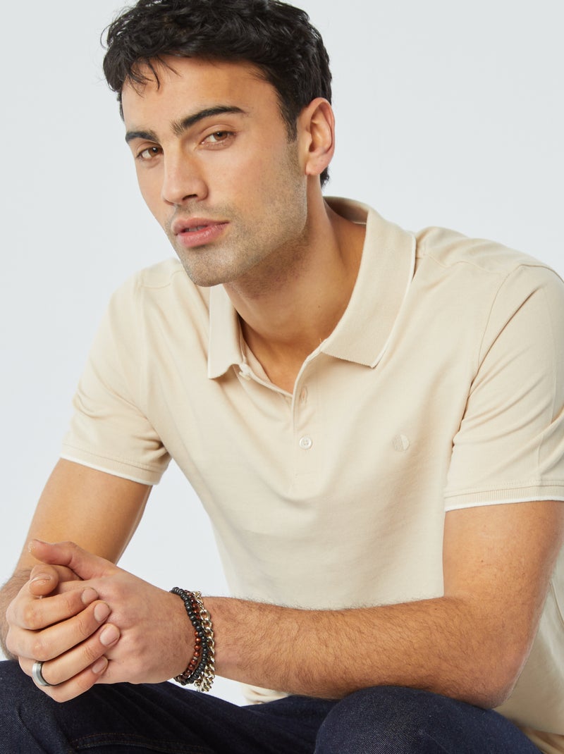 Polo in piqué di cotone beige - Kiabi