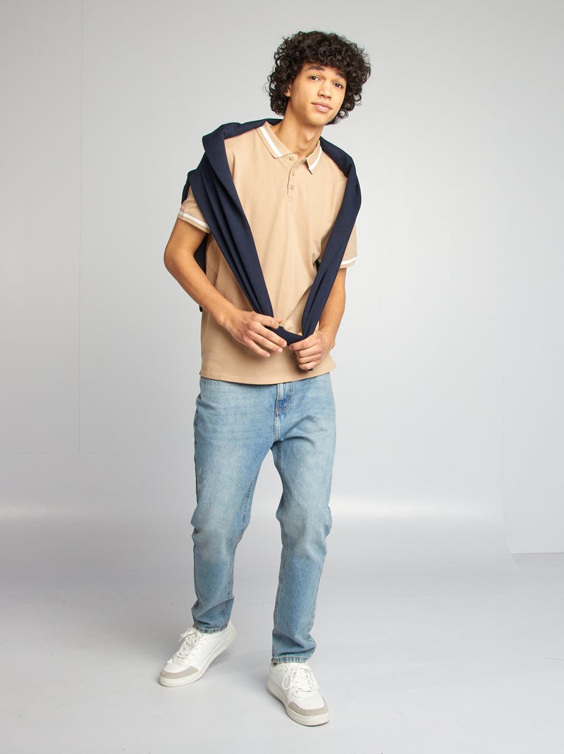 Polo in piqué di cotone BEIGE - Kiabi