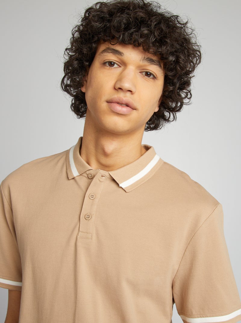 Polo in piqué di cotone BEIGE - Kiabi