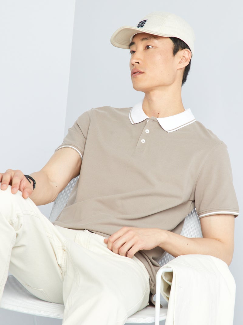 Polo in piqué di cotone BEIGE - Kiabi