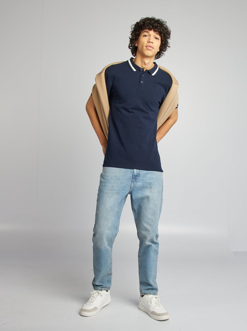 Polo in piqué di cotone blu - Kiabi