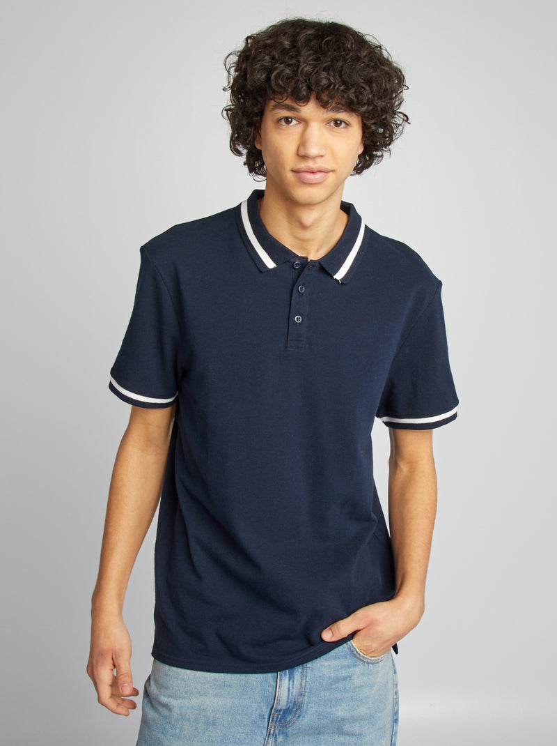 Polo in piqué di cotone blu - Kiabi