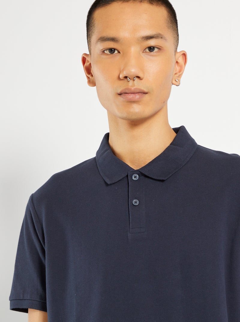 Polo Em Piqué De Algodão - Azul Marinho - Homem - 7.00