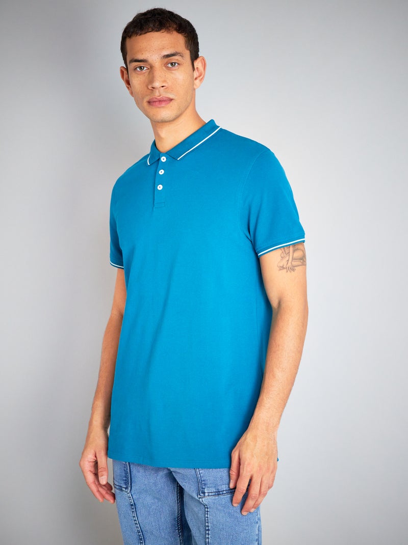 Polo in piqué di cotone blu - Kiabi