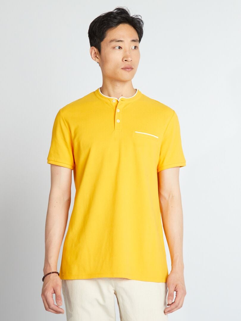 Camicia con collo alla coreana - GIALLO - - 13.00