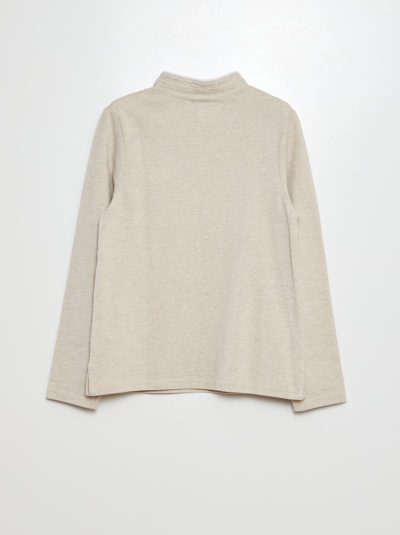 Polo in piqué di cotone collo serafino BEIGE - Kiabi