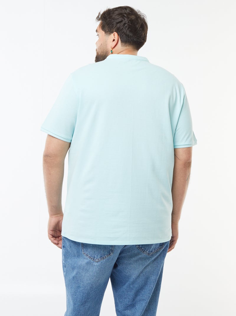 Polo in piqué di cotone collo serafino Blu - Kiabi