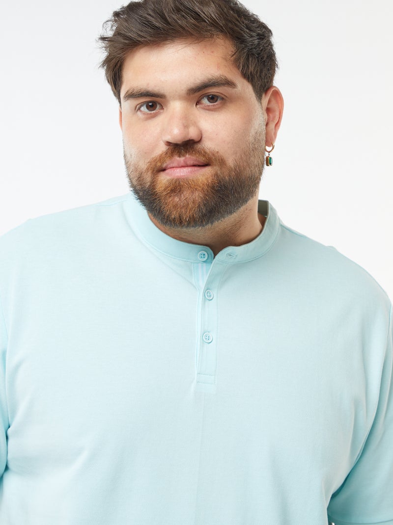 Polo in piqué di cotone collo serafino Blu - Kiabi