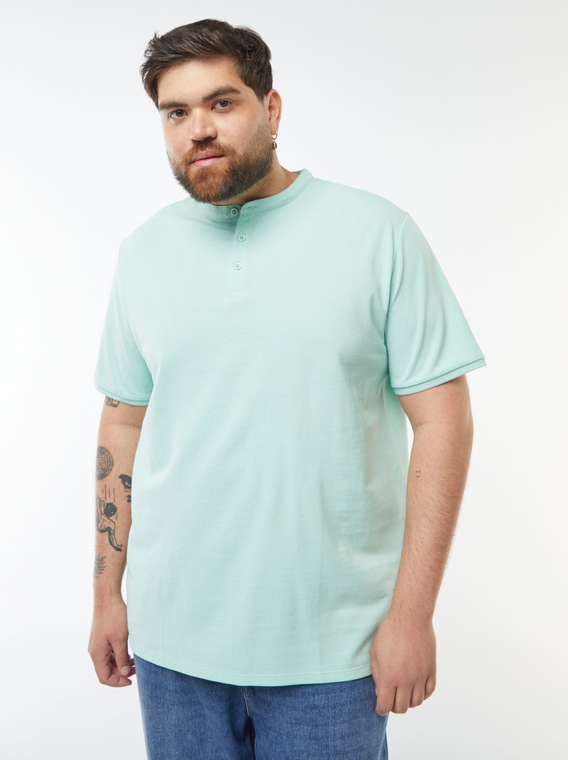 Polo in piqué di cotone collo serafino Verde - Kiabi
