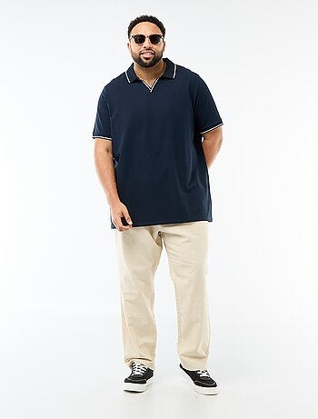 Polo in piqué di cotone con colletto polo senza bottoni