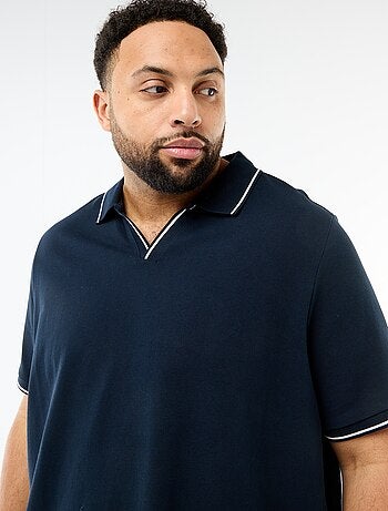 Polo in piqué di cotone con colletto polo senza bottoni