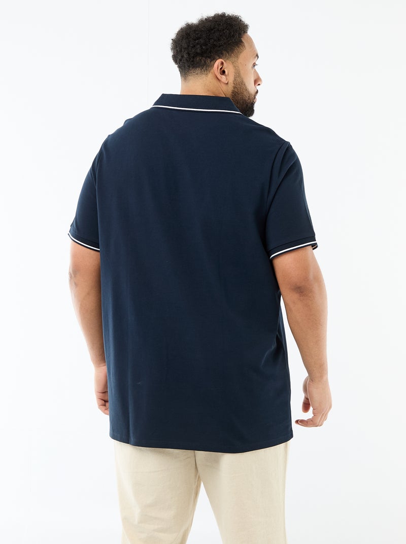 Polo in piqué di cotone con colletto polo senza bottoni Blu - Kiabi