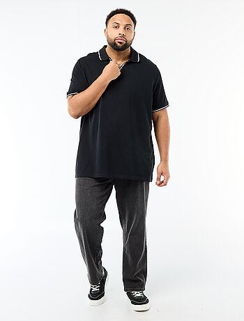 Polo in piqué di cotone con colletto polo senza bottoni