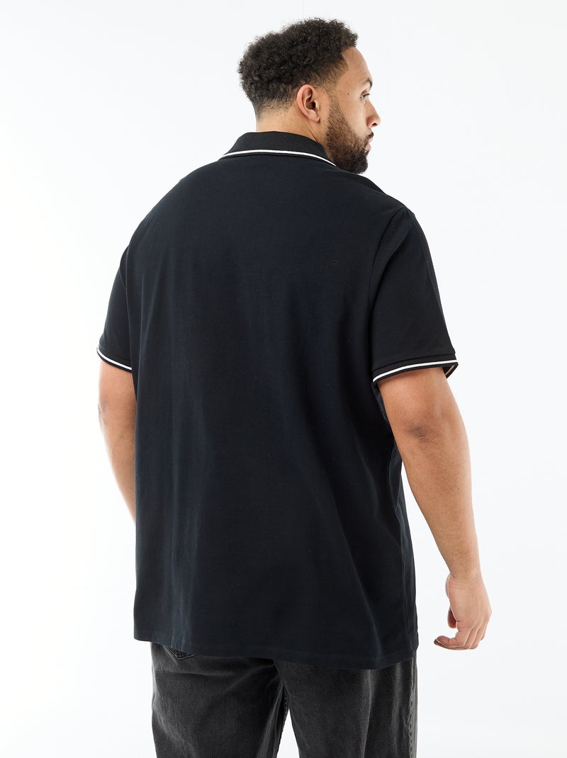 Polo in piqué di cotone con colletto polo senza bottoni Nero - Kiabi
