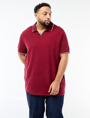 Polo in piqué di cotone con colletto polo senza bottoni