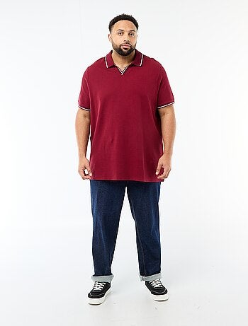 Polo in piqué di cotone con colletto polo senza bottoni