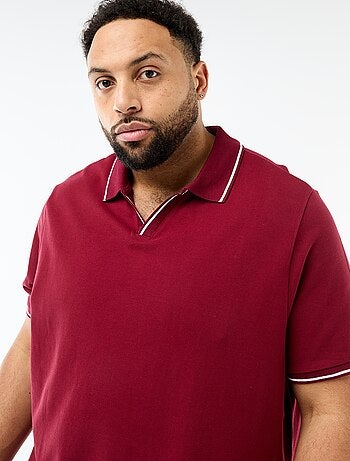 Polo in piqué di cotone con colletto polo senza bottoni