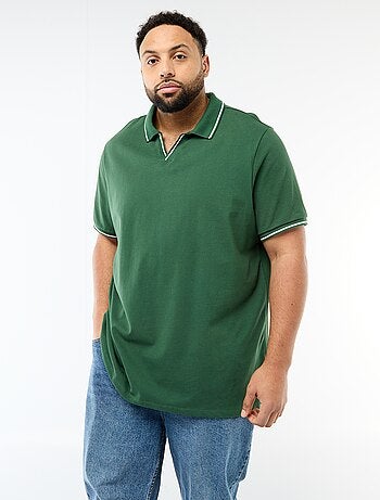 Polo in piqué di cotone con colletto polo senza bottoni