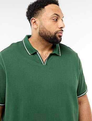 Polo in piqué di cotone con colletto polo senza bottoni