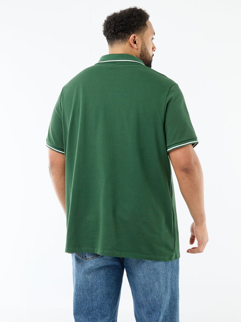 Polo in piqué di cotone con colletto polo senza bottoni Verde - Kiabi