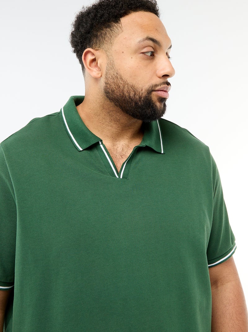 Polo in piqué di cotone con colletto polo senza bottoni Verde - Kiabi