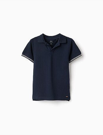 Polo in piqué di cotone con maniche a righe