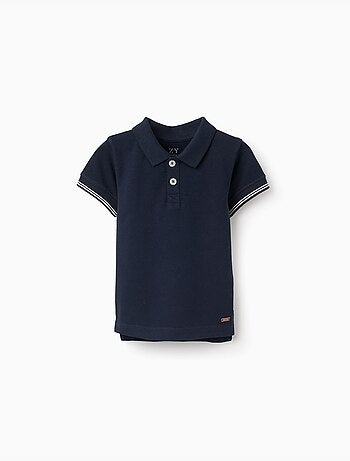 Polo in piqué di cotone con maniche a righe