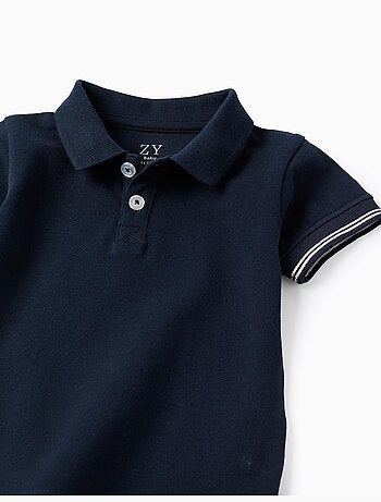 Polo in piqué di cotone con maniche a righe