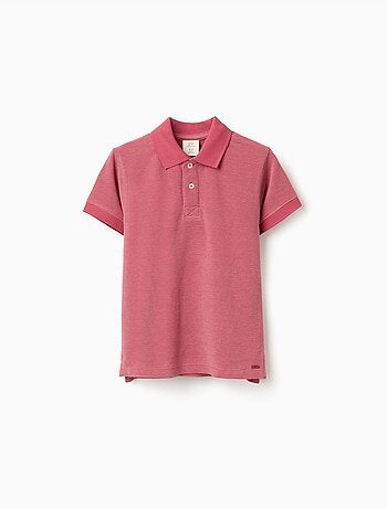 Polo in piqué di cotone con pois in jacquard