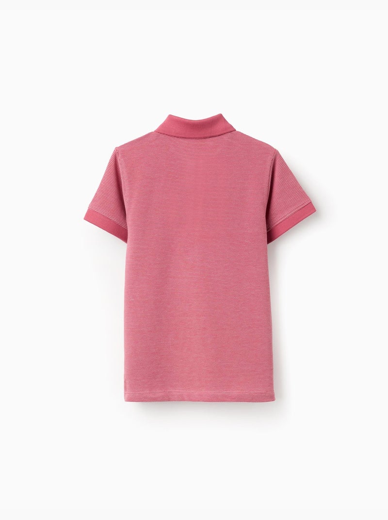 Polo in piqué di cotone con pois in jacquard Rosa scuro - Kiabi