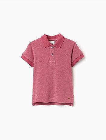 Polo in piqué di cotone con pois in jacquard